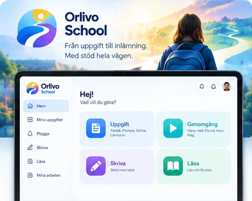 Orlivo School – elevens arbetsyta med uppgift, genomgång, skriva och läsa