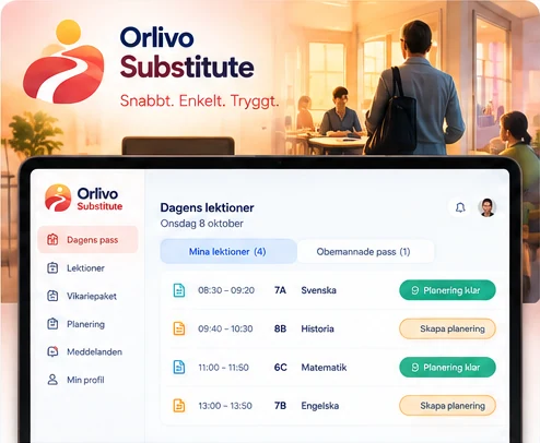 Orlivo Substitute – dagens lektioner och vikarieplanering